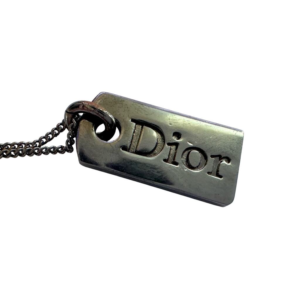 Christian Dior Dog Tag Style Necklace - Gunmetal - Picture 5 of 16